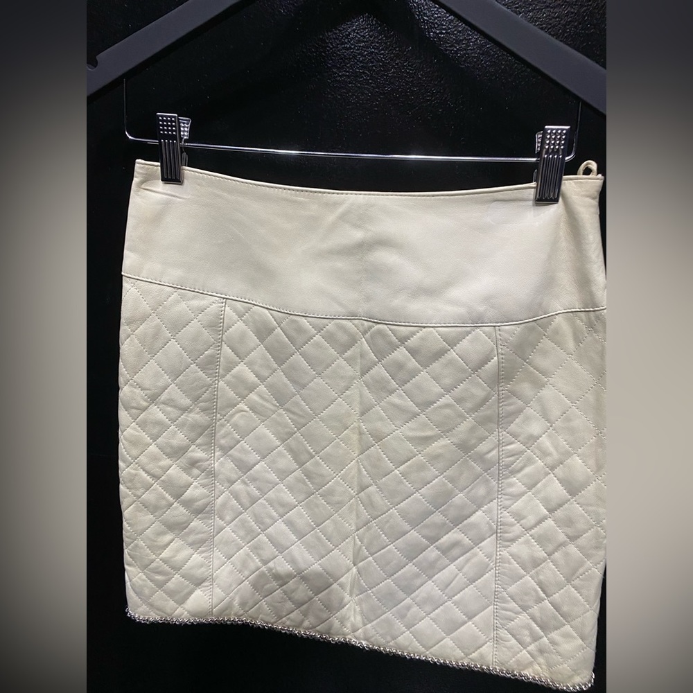 PHILIPP PLEIN mini leather skirt with a chain detail